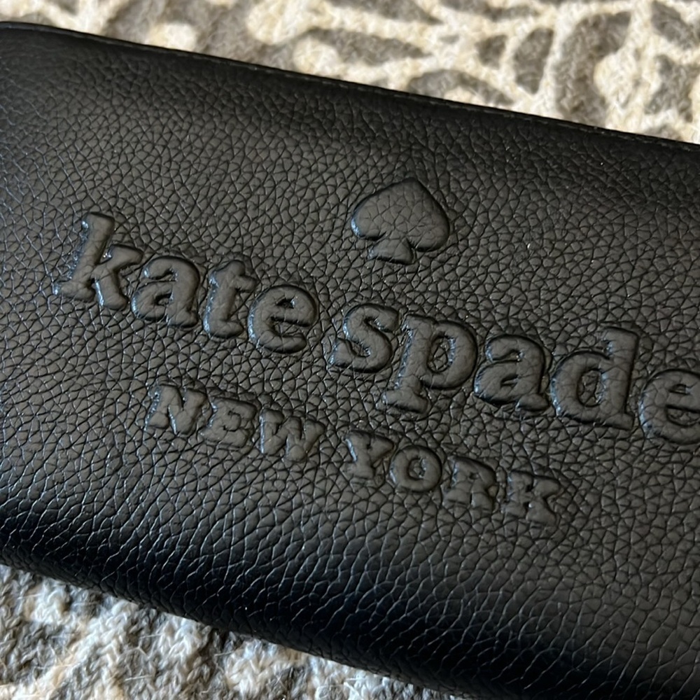 Kate spade black leather zip wallet - Picture 3 of 7